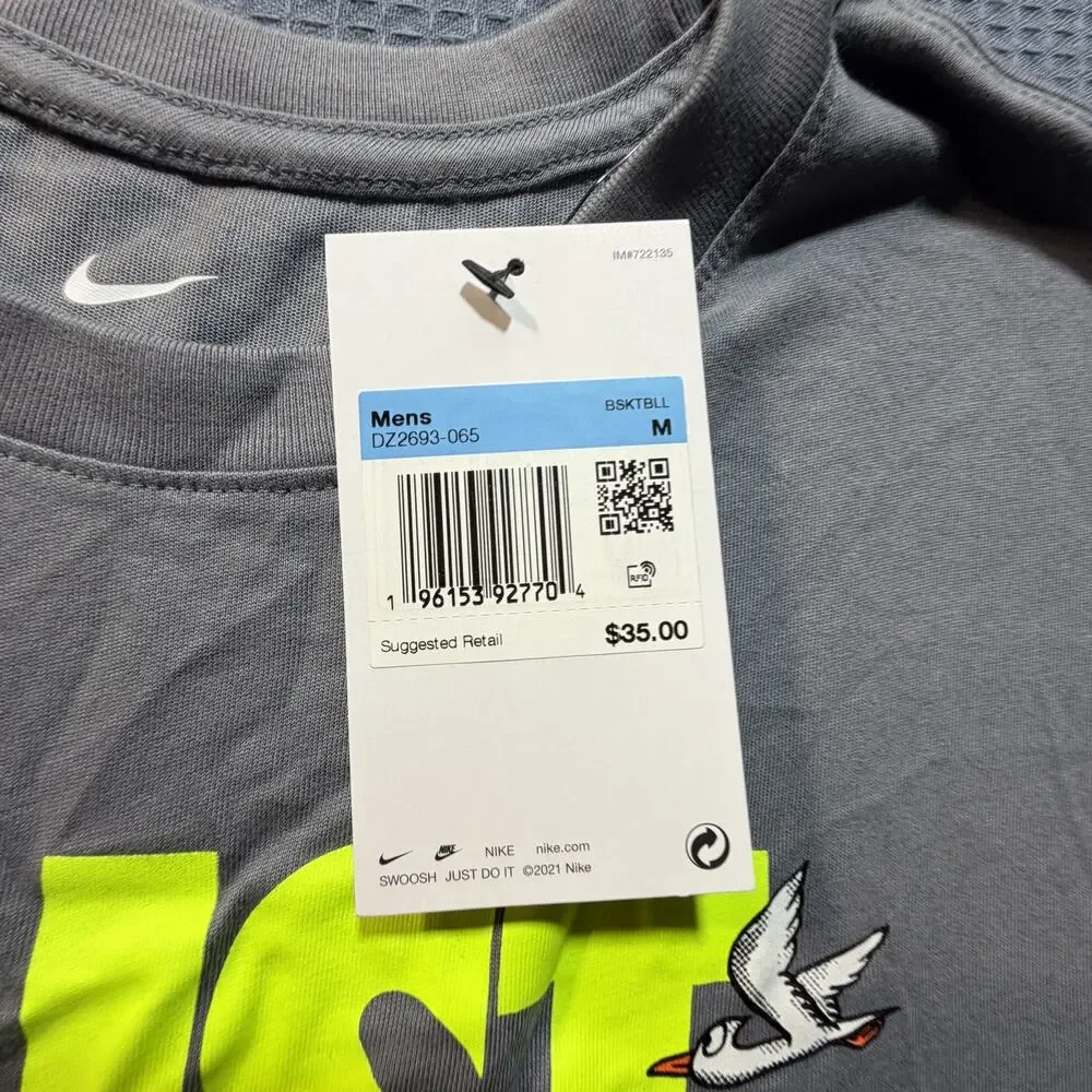 Nike Swoosh Tee Men Sz M Gray Brand New‎